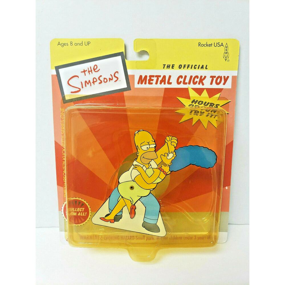 SIMPSONS KLICK-ITZ Metal Click Toy "Dancing Homer & Marge" HTF IN Box U41